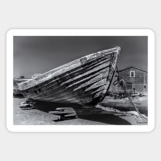 Old Dory at Peggys Cove B&W Sticker